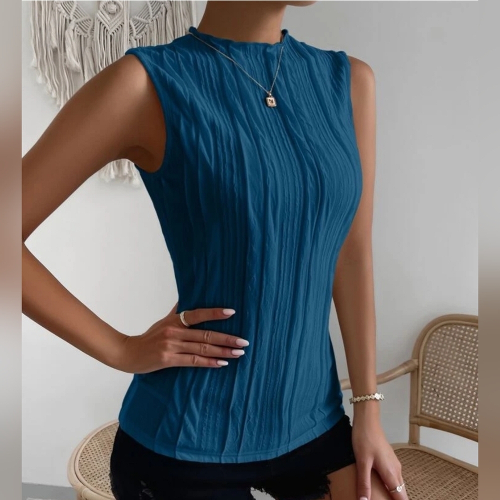 Tank Slim Fit Crinkle Fabric Size L 8/10